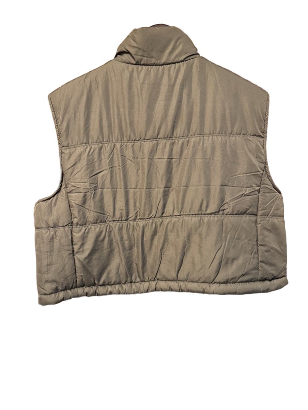 Thread & Supply Cropped Olive Green Puffer Vest Size L - Picture 3 of 3